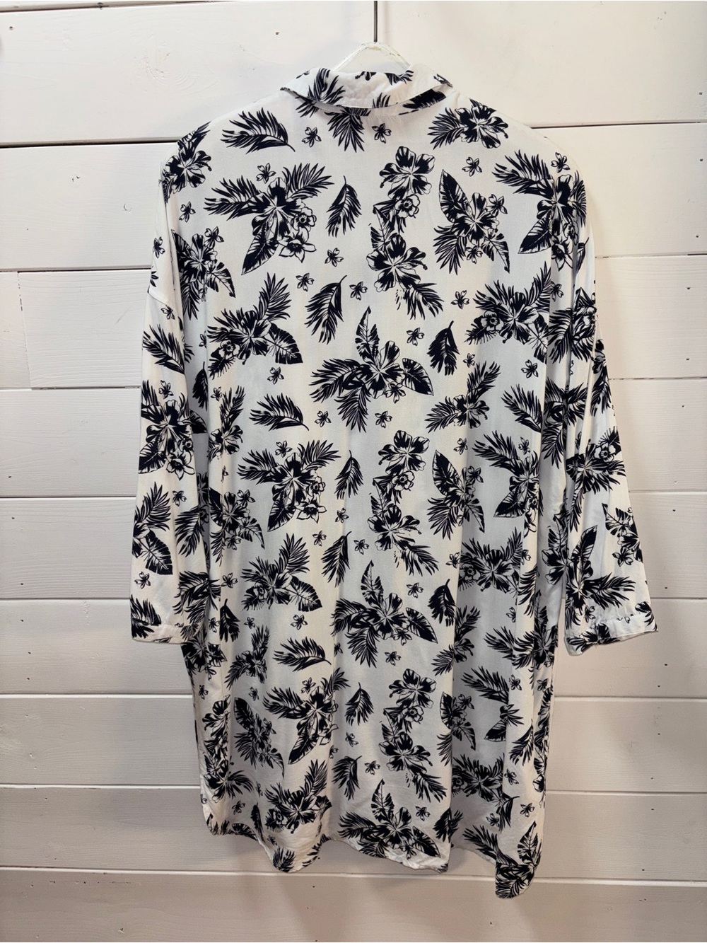 LORD + TAYLOR White & Navy Tropical Print Tunic Dress Size L - Picture 7 of 10